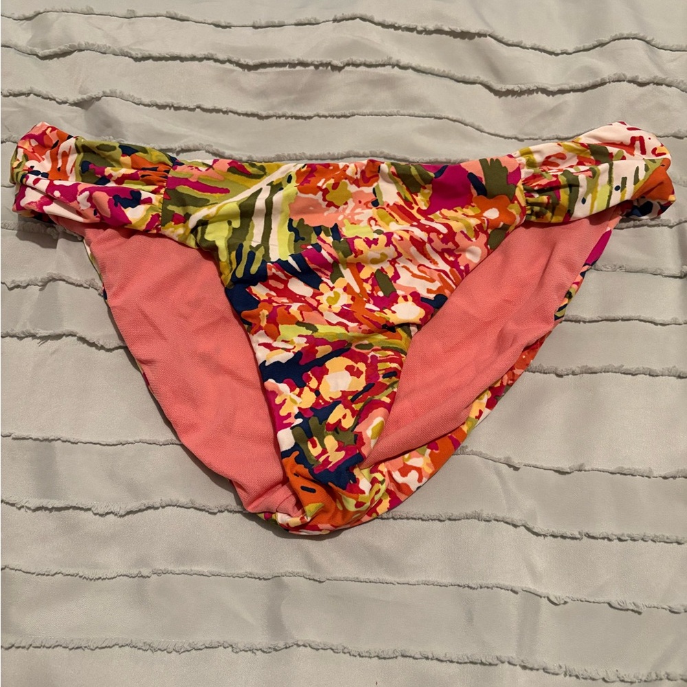 Lucky Brand Pink and Multicolor Bikini Bottom